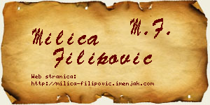 Milica Filipović vizit kartica